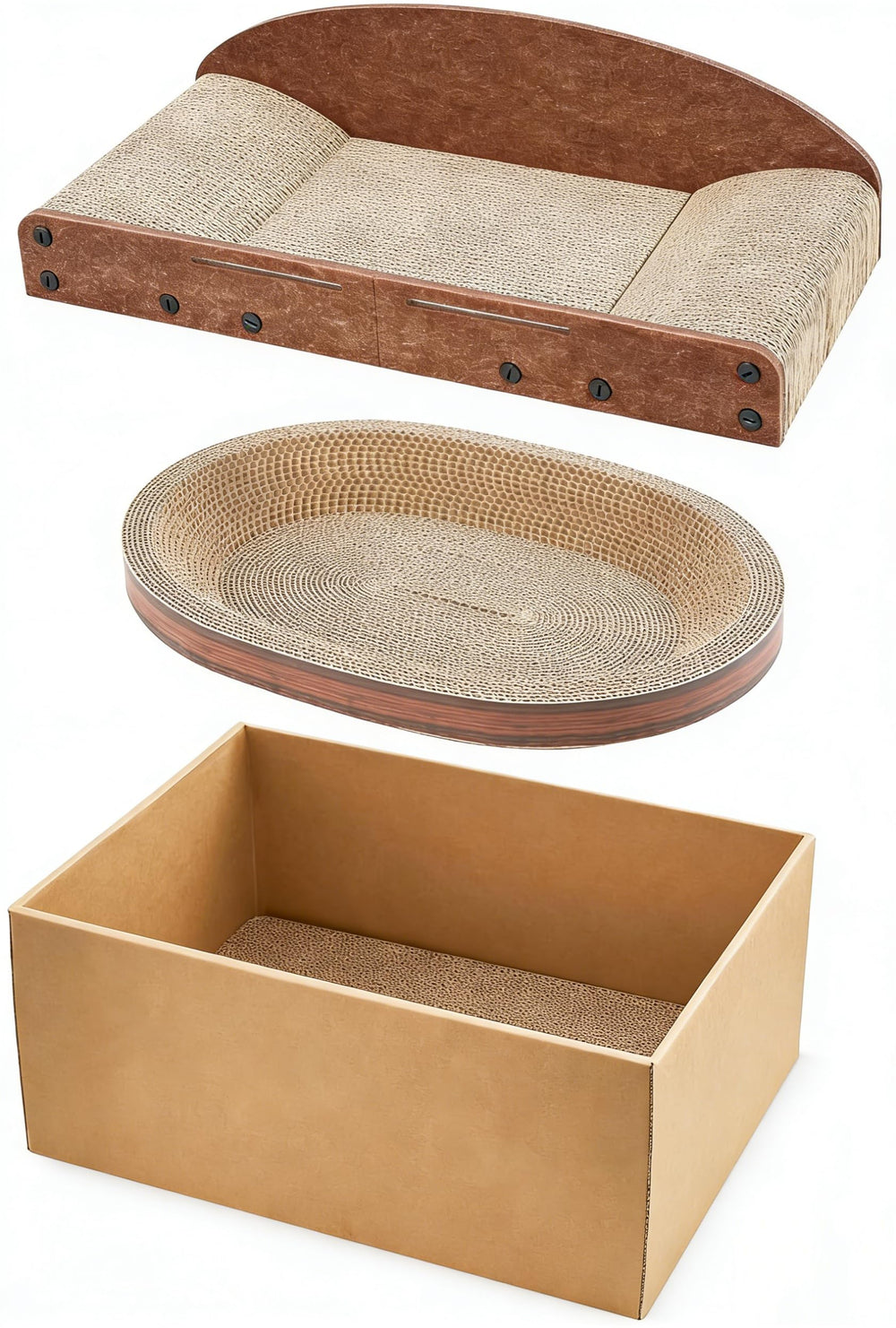 Avont conjunto 3 piezas con rascador, cama y bola para gatos, ideal para juego diario.