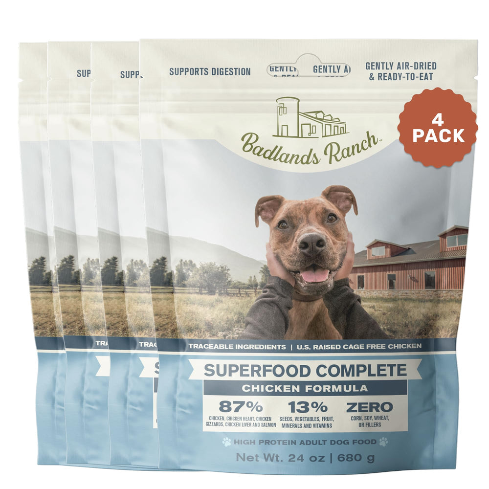 BADLANDS RANCH Superalimento completo con pollo, tazón de perro, nutrición diaria.