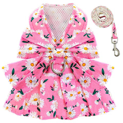 baejmjk Vestido para perro con lazo daisy rosado, ideal para paseos con estilo.