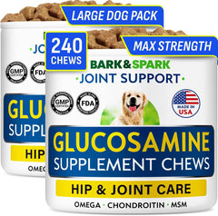 BARK&SPARK glucosamina condroitina para perros: paquete de 240 premios para movilidad