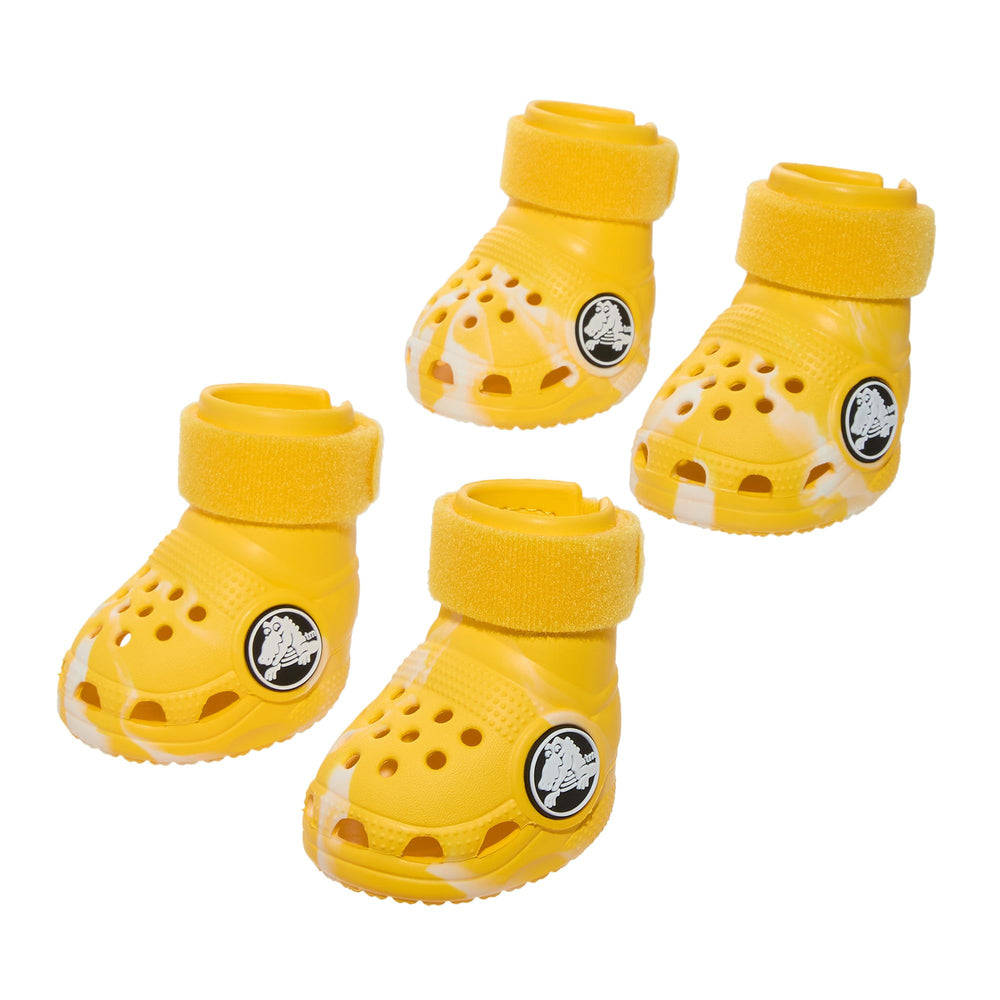BarkBox Crocs amarillos con correa ajustable, protección estable para patas durante paseos