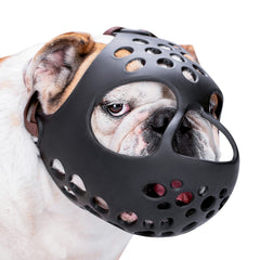 Bozal Barkless plano para perros de hocico corto, facilita respiración y paseos seguros.