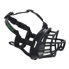 Baskerville Ultra Muzzle, vista frontal, diseño cómodo para mordidas seguras.