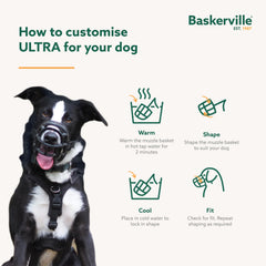 Baskerville Ultra Muzzle sin metal en la cara, correa acolchada.