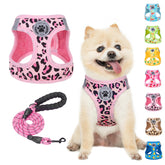 BEAUTYZOO arnés-perro leopard-rosa, ajuste cómodo para paseos diarios.