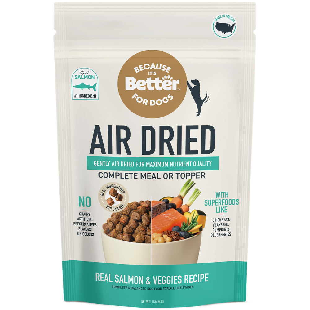 Because It’s Better: bolsa con salmón real, proteína de alta calidad para perros.