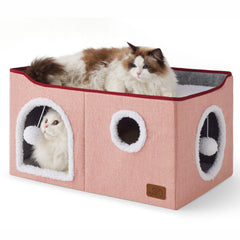Bedsure cama cubo amplia rosa, refugio cómodo para gatos en casa