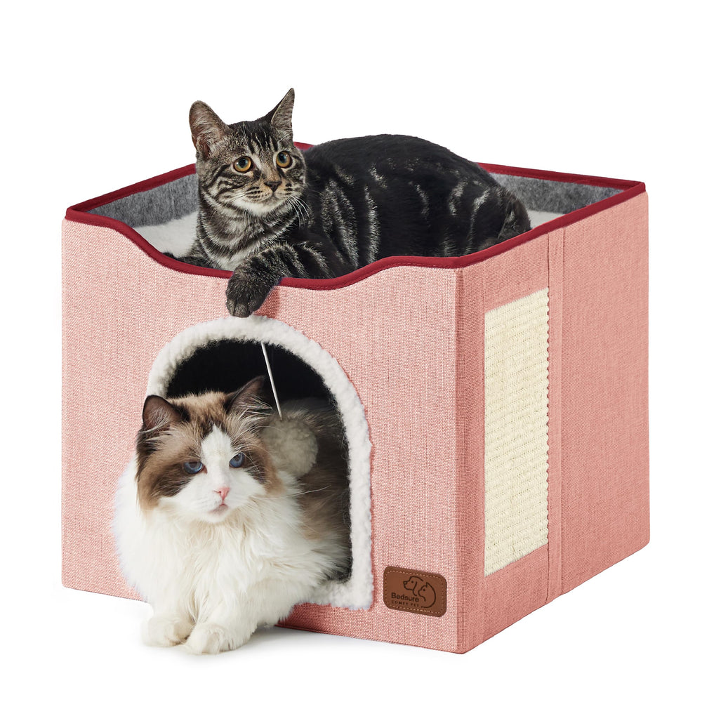 Bedsure cueva para gatos interior rosa, refugio privado y cómodo para dormir