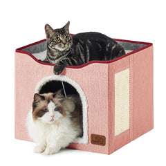 Bedsure cueva para gatos interior rosa, refugio privado y cómodo para dormir