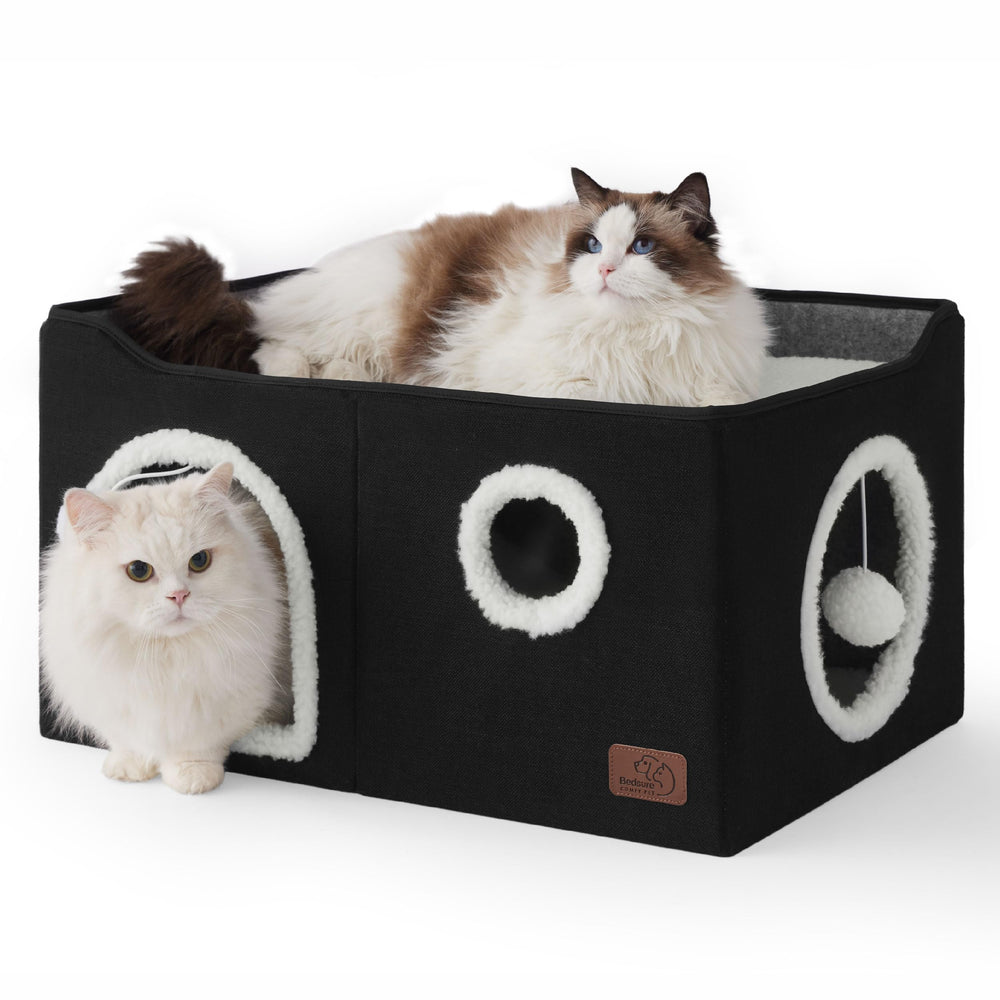Bedsure cama-cubo extra-ancha para gatos con plataforma superior para descansar