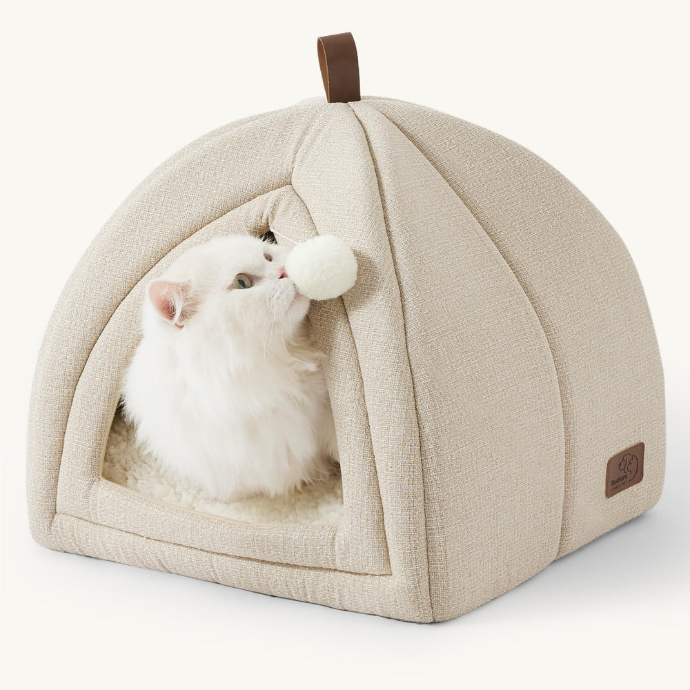 Bedsure cueva para gato 2 en 1 con cojín desmontable, descanso cómodo.