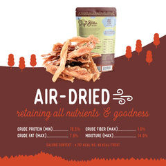 Textura deshidratada del jerky de cerdo para masticación controlada.