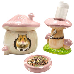 BELEATAL refugio hongo ceramico, espacio cómodo para descansar y acurrucarse del hamster.