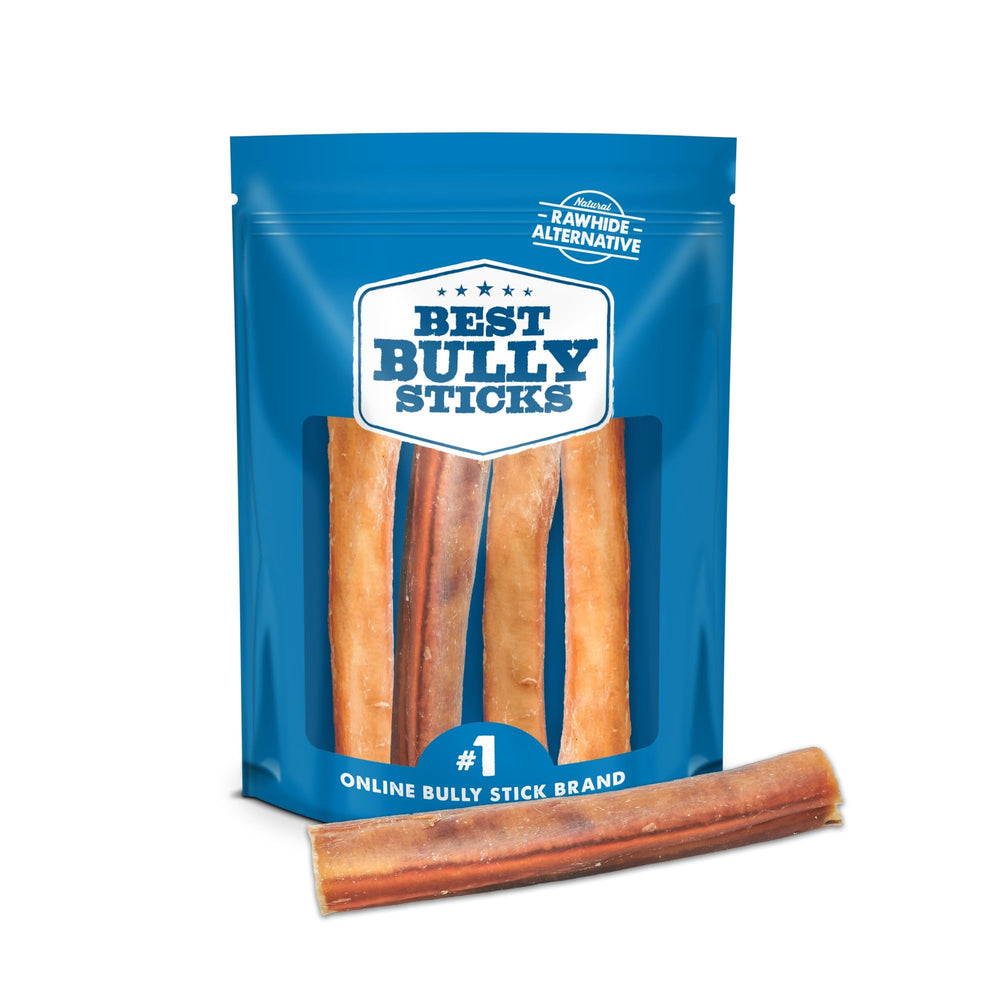 Best Bully Sticks palos jumbo de res natural para perros grandes, ideal para masticación prolongada.