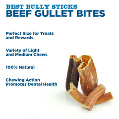 Best Bully Sticks perro disfrutando bocaditos de esofago crujientes.