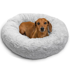 Best Friends by Sheri cama donut gris vista superior, refugio seguro para siestas