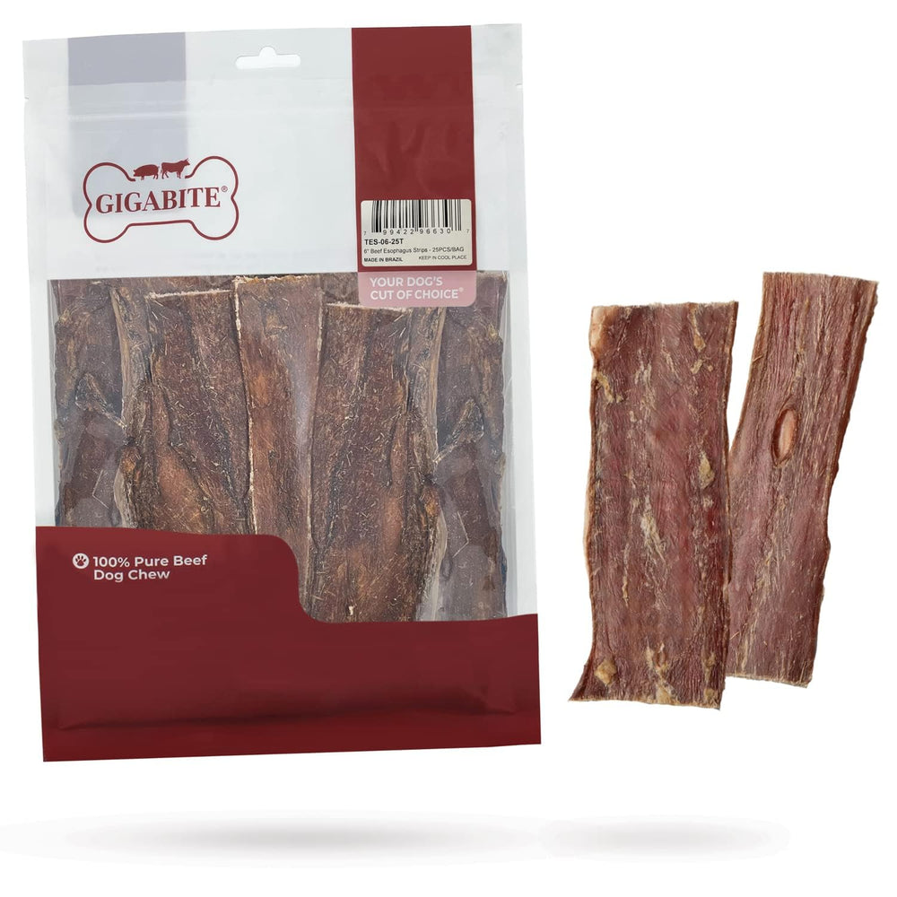 Best Pet Supplies GigaBite Esófago de res, palitos de 6 pulgadas, pack 22 para perros activos.
