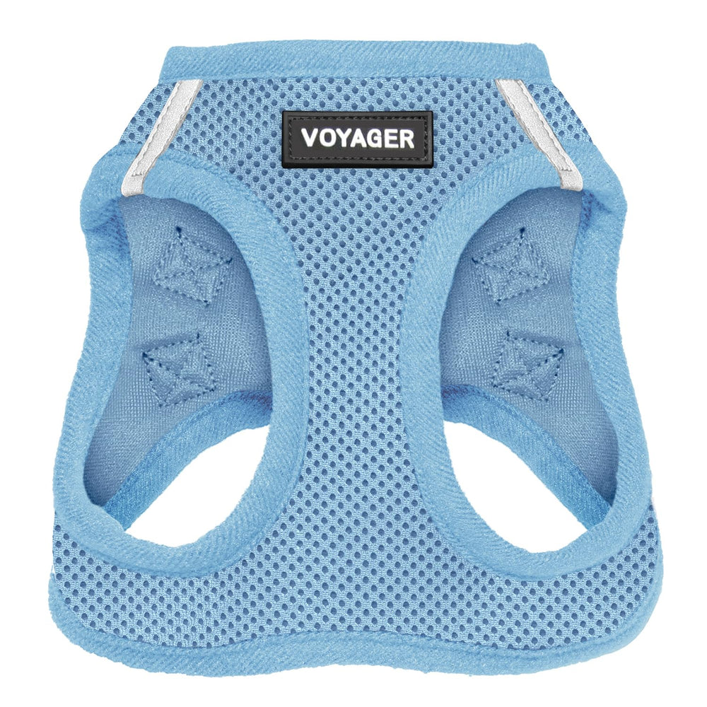 Arnés Voyager de Best Pet Supplies, diseño paso-in, azul bebé, cómodo para paseos.