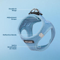 Sistema de seguridad triple con velcro, hebilla y anillas.