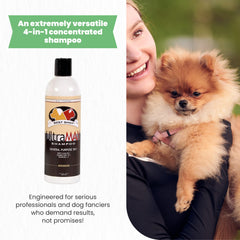 Champú Ultramax Pro 4 en 1 para pelajes ásperos, limpieza profunda.