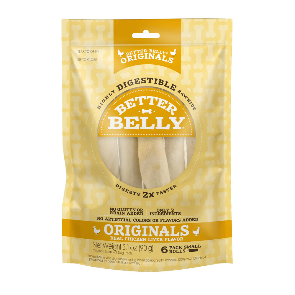 Better Belly rollos pequeños digestibles con sabor hígado de pollo para perros