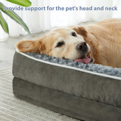 Cama en L BFPETHOME para perros grandes con soporte de cabeza.