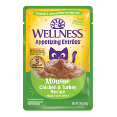 Wellness mousse pollo - plato cremoso para gatos adultos con proteína real.
