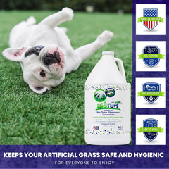 BioTurf BioS+ limpiando patio de concreto con efecto neutralizante.