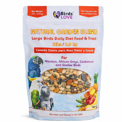 Birds LOVE alimento natural para loros, bolsa abierta con frutas para variedad diaria