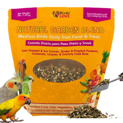Birds LOVE mezcla jardín 4 lb: bolsa para aves medianas, almacenamiento práctico.