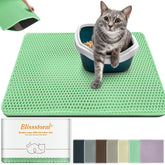 Blissstorm alfombrilla XL para arena de gato, vista frontal, reduce la dispersión