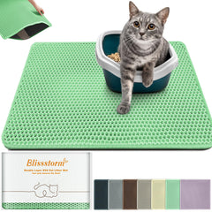 Blissstorm alfombrilla XL para arena de gato, vista frontal, reduce la dispersión