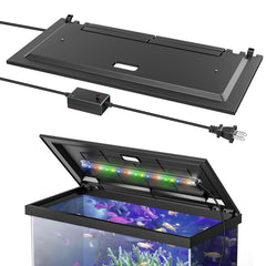Blosail tapa LED para acuario 24p mejora visibilidad y evita salpicaduras.