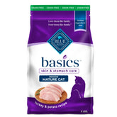 Blue Buffalo Basics para gatos maduros con pavo y patata; digestión suave