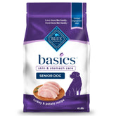 Blue Buffalo Basics Senior con pavo y patata, bolsa de 4 lb, ideal para digestión suave.