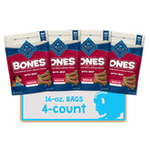 Blue Buffalo Bones crujiente con carne real para perros medianos, sabor auténtico
