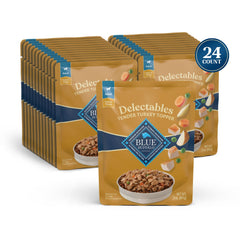 Blue Buffalo Delectables complemento con pavo y verduras en salsa sabrosa.