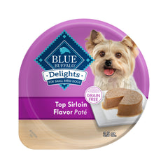 Blue Buffalo Delights solomillo-pate con proteína de res real ideal para perros pequeños.