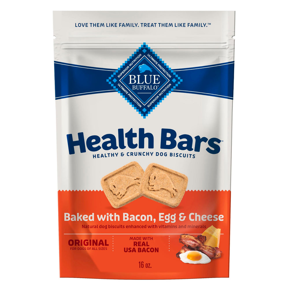 Blue Buffalo Health Bars galletas crujientes para perro en bolsa de 16 onzas.