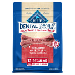Blue Buffalo huesos dentales naturales regulares para perros medianos, limpieza dental suave