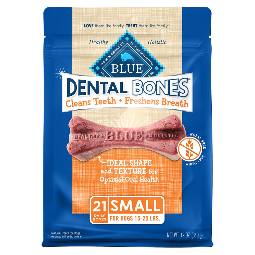 Blue Buffalo huesos dentales pequeños, promueven limpieza y sabor.