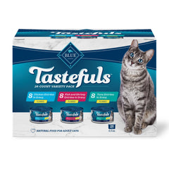 Blue Buffalo Tastefuls con atún en salsa, proteína real para gatos y apoyo al apetito.