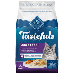 Blue Buffalo Tastefuls, bolsa de 3 libras con cierre hermético, fácil almacenamiento.