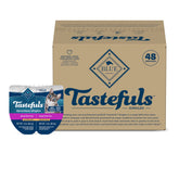 Blue Buffalo Tastefuls envases dobles para servicio rápido, sin necesidad de utensilios.