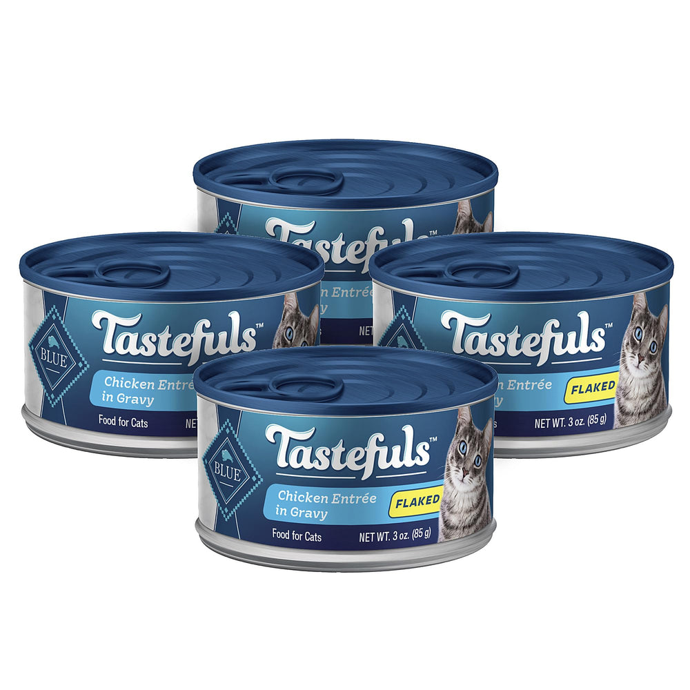 Blue Buffalo Tastefuls: lata de pollo en salsa para gatos, sabor sabroso y suave.