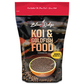 Blue Ridge Koi Food: pellets flotantes equilibrados para estanques.