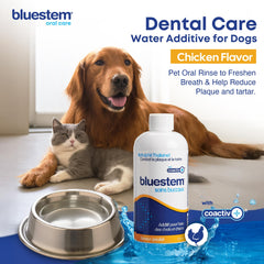 Bluestem Freshens, vertido en cuenco de agua, ayuda a mantener dientes limpios.