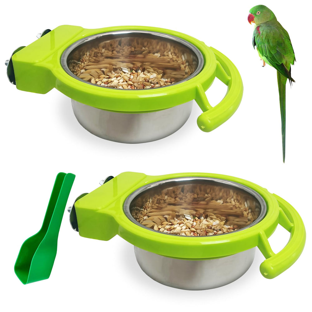 BNOSDM dos tazones de acero inoxidable para aves, duraderos y fáciles de rellenar.