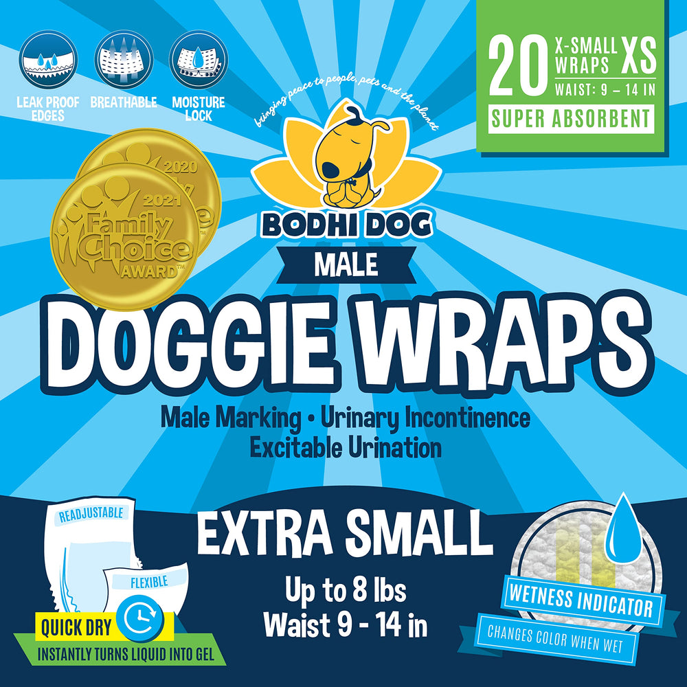 Pañales Bodhi Dog para perros machos con ajuste Velcro para un ajuste seguro.
