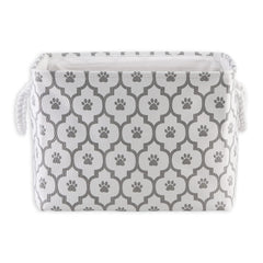 Bone Dry cesto rectangular mediano blanco gris, fácil de transportar con asas.